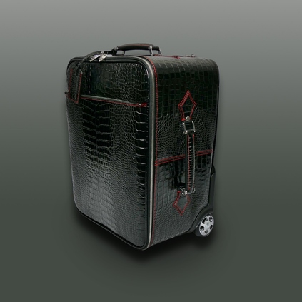 The 'Weekender' Wheeled Suitcase- Black Croc