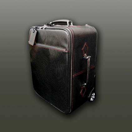 The 'Weekender' Wheeled Suitcase-  Black Pinstripe
