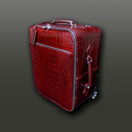 The 'Weekender' Wheeled Suitcase-  Burgundy Croc