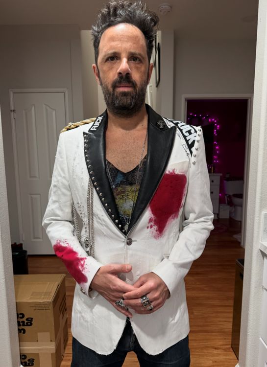 Zac Sax in his new jacket from Sir Tom Baker