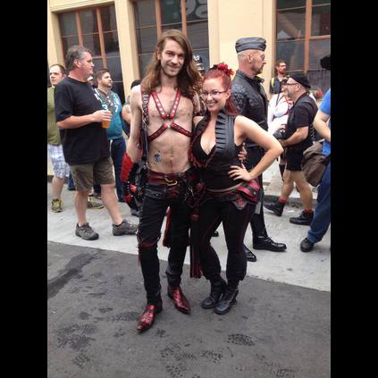 Tom Adams wearing his Rafael Red Skull boots at the Folsom Leather Fest in San Francisco!