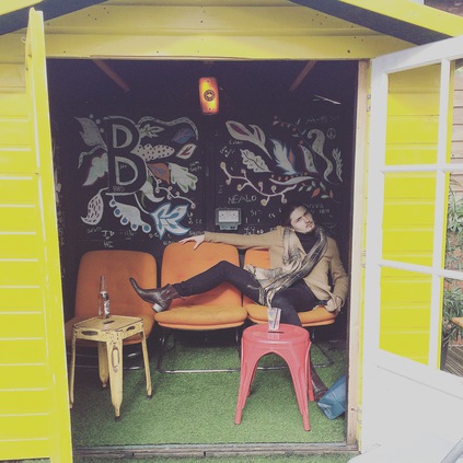 Mr Sam Witthames, lounging in his Rochester Keef boots , That is our kind of beach hut.