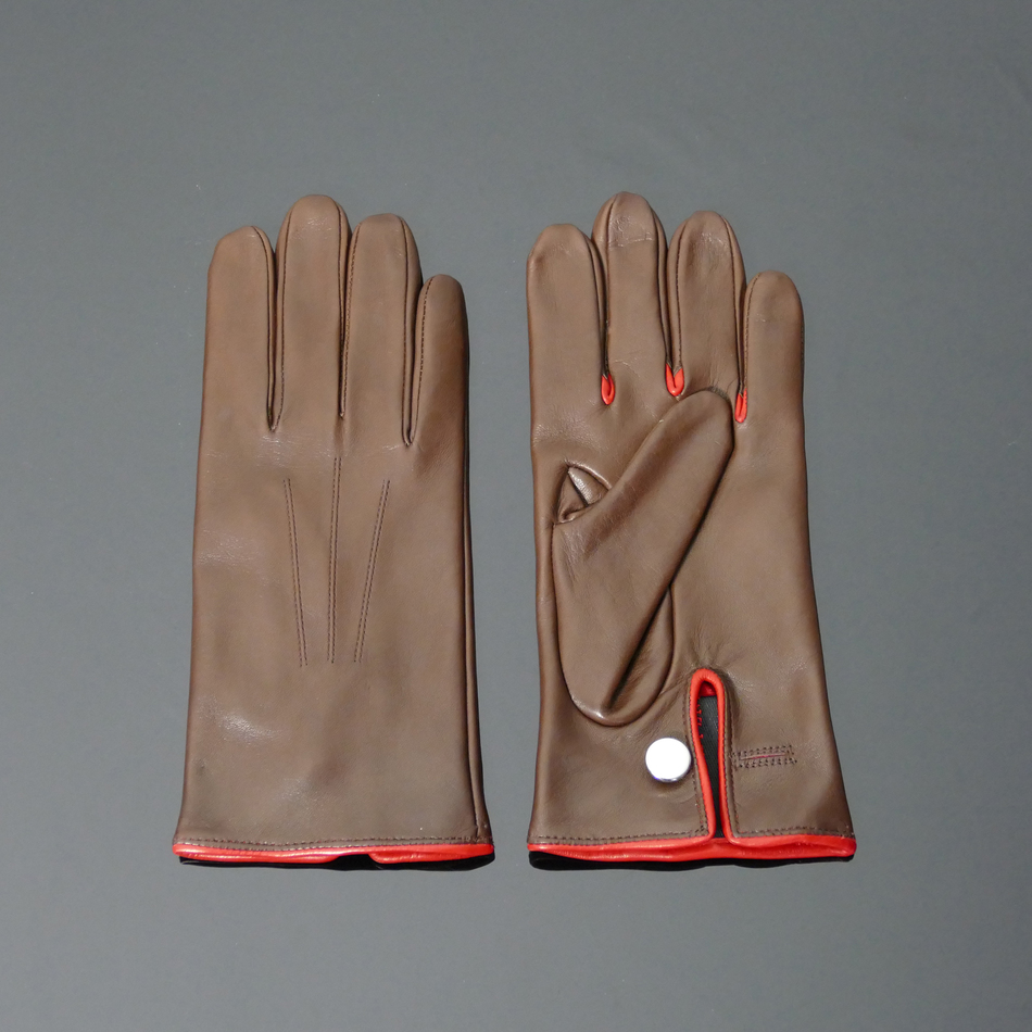 Silk Lined Gloves - Conker Brown Leather