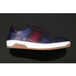 Apollo L149 'Daytona' - Vintage Navy & Burgundy Woven Leather Sneaker
