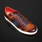 Apollo L149 'Daytona' - Vintage Tan & Navy Woven Leather Sneaker