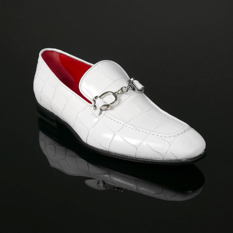 The 'Club Montepulciano' - White Croc Handcuff Loafer