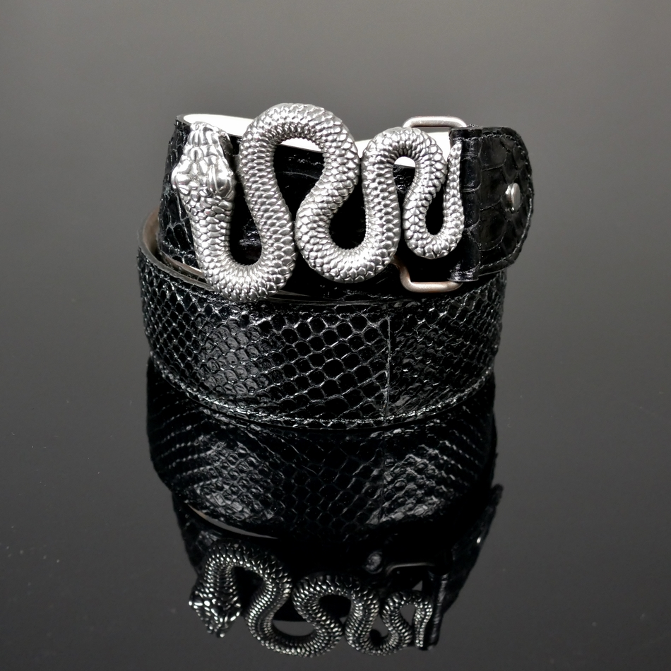 BASILIK BELT - SERPENT BUCKLE - BLACK SNAKE