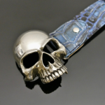 Decadent Belt - 'Vampyr' Skull - Flash Blue Croc