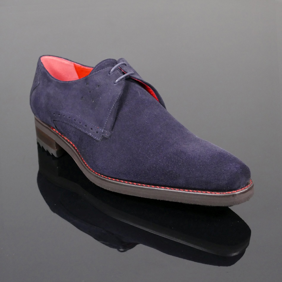 Dexter 'Angel' - Plain Front Marino Blue suede Gibson