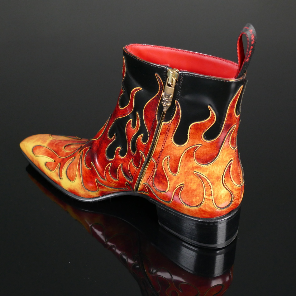 Dilettante Hellfire Dirty Sober Flame Zip Boot | Jeffery Wes