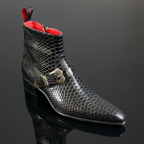 Dilettante ‘The Duke’ - Black & Gold Anaconda Zip Boot