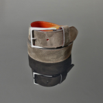 Dirk Jeans Belt - Dark Brown Suede with Red Stitching