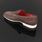 Martini L122 'Casablanca' - Petunia Brown Floral Embossed Suede Loafer