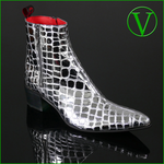 Sylvian J984 'Feline' - Mirror Crocodile Effect Vegan Leather Boot