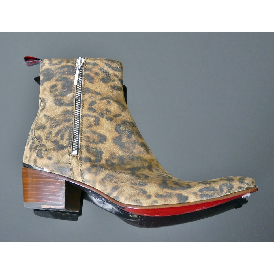 Jeffery West Leopard Print Suede Pointed Toe Zip Ankle Boots Sylvian J984 -  main image 4