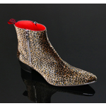 Sylvian J984 'Feline' - Leopard Print Velvet Vegan Zip Boot