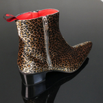 Sylvian J984 'Feline' - Leopard Print Velvet Vegan Zip Boot
