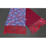 The Paisley - Navy with Red Paisley print Silk - Wool backed scarf