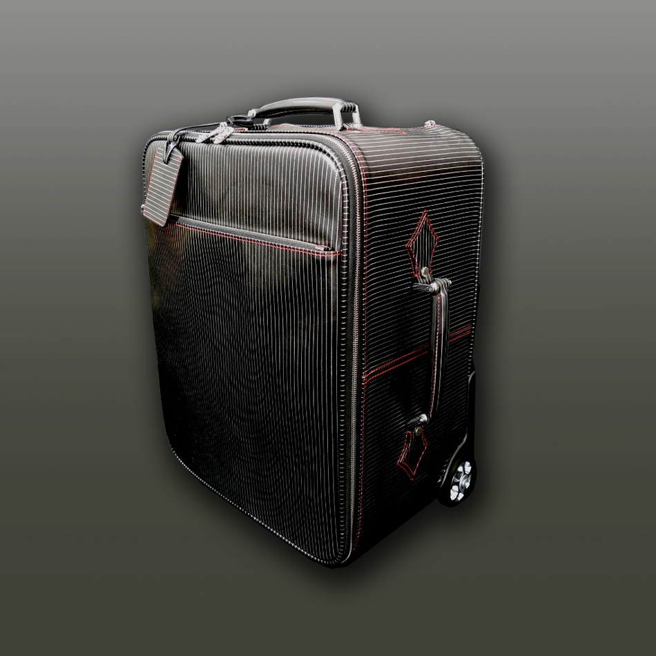 The 'Weekender' Wheeled Suitcase- Black Pinstripe