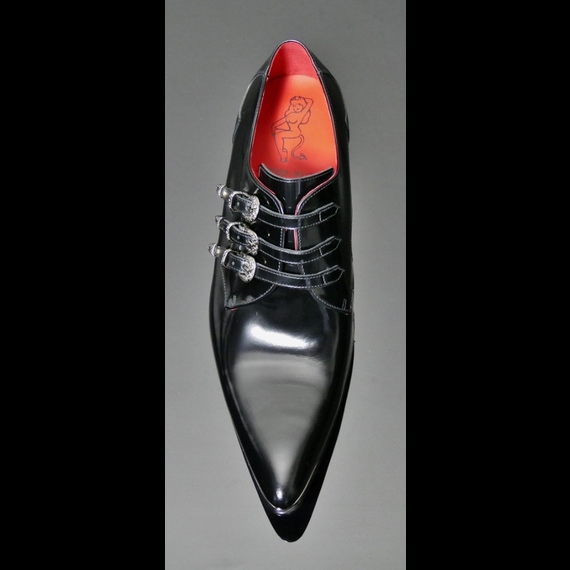 Sylvian J837 - Triple Buckle Monk Shoe Black Polish