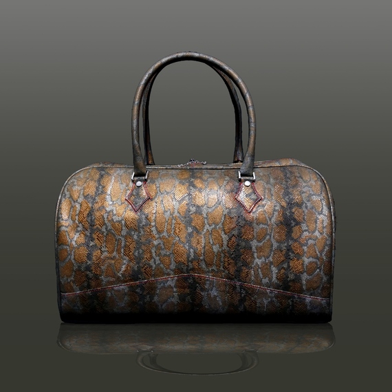 The 'Nightporter' Overnighter Bag - Africa Snake Bronze