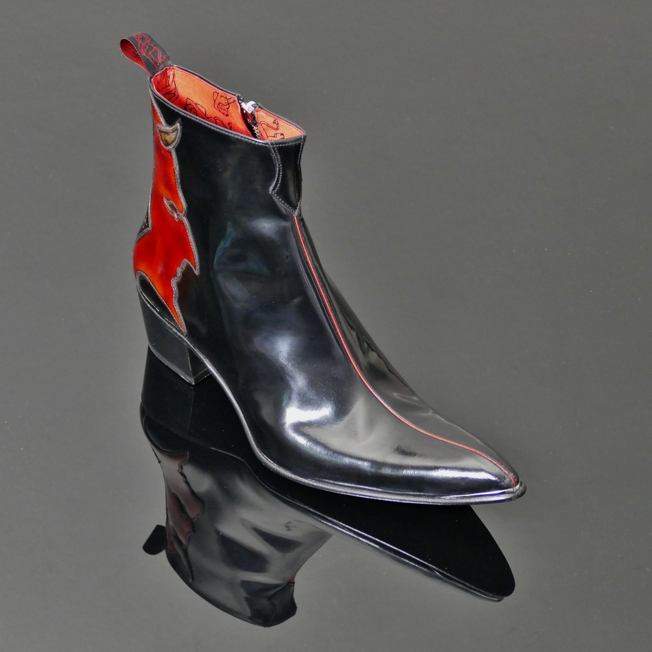 dune risky black leather buckle ankle boot