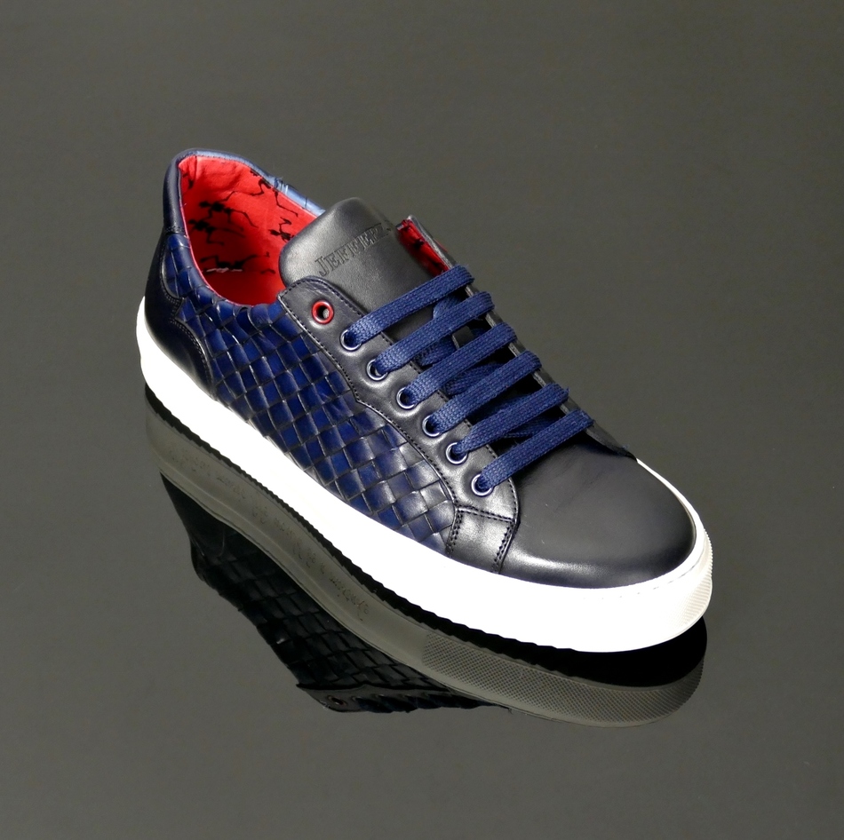 Apollo K354 'CORNICHE' Weave Sneaker, Navy Calf, Size 12