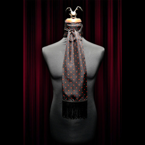 Black/Red Polka Skull Scarf and Pocket Square Set