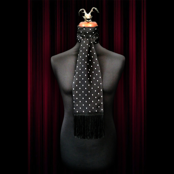 Black/White Polka Skull Scarf and Pocket Square Set