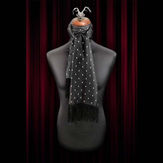 The Jewel - Black/White Diamond Silk Wool backed scarf