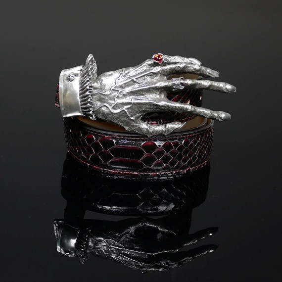 Decadent Belt - 'Nosferatu' Black and Red Snake