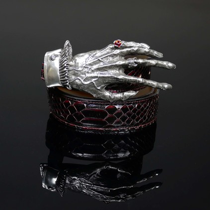 Decadent Belt - 'Nosferatu' Black and Red Snake