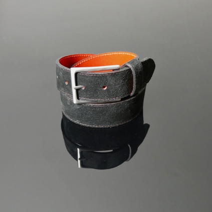 Dirk Jeans Belt - Black Suede with Red Stitching 
